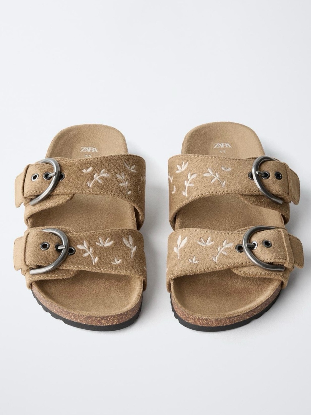 Zara kids embroidered double strap sandals